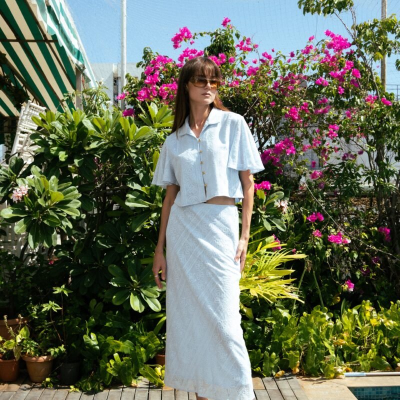 Powder Blue Cotton Lace Co-ord set