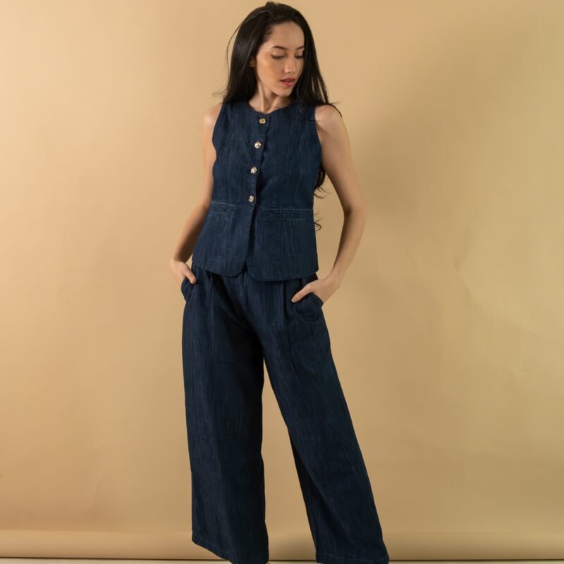 Riviera Indigo Denim Vest and Pant Set