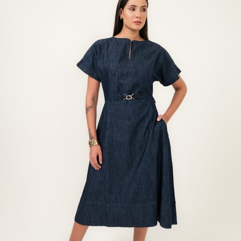 Porto Midi Denim Dress