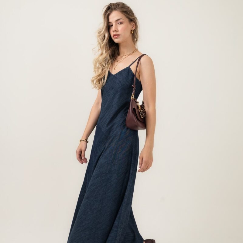 Minuit Bias Slip Denim Dress