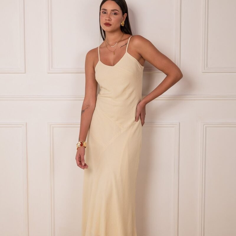 Aurelia Bias Panel Linen Dress