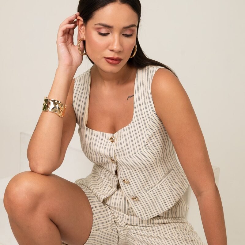 Verona Cotton Yarn Dyed Stripe Vest and Shirts Set