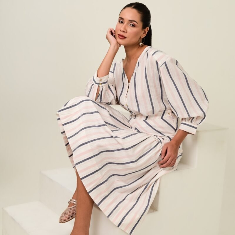 Riviera Stripe Cotton Yarn Dyed Skirt and Top Set