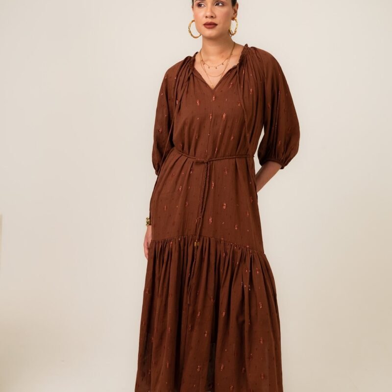 Ember Glow Cotton Lurex Dress