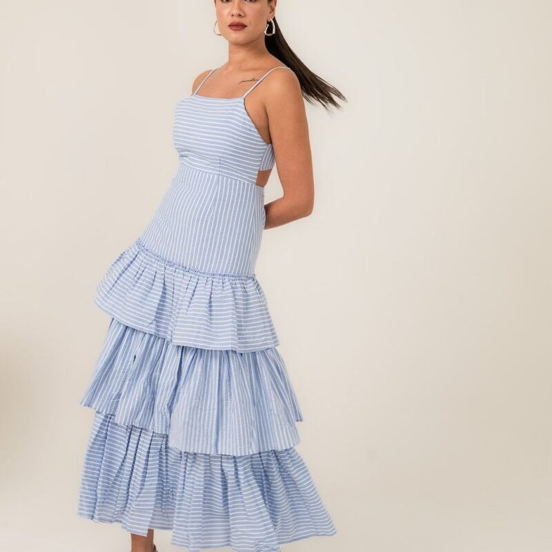 Skyline Cotton Yarn Dyed Tiered Maxi Sundress