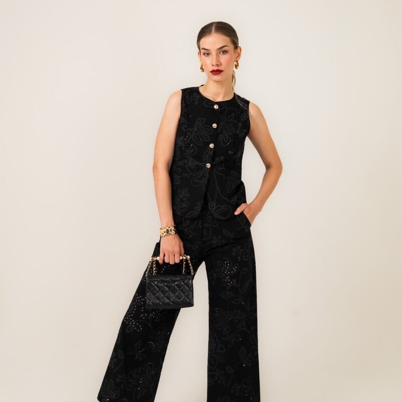 Eclipse Embroidered Cotton Vest and Pant Set