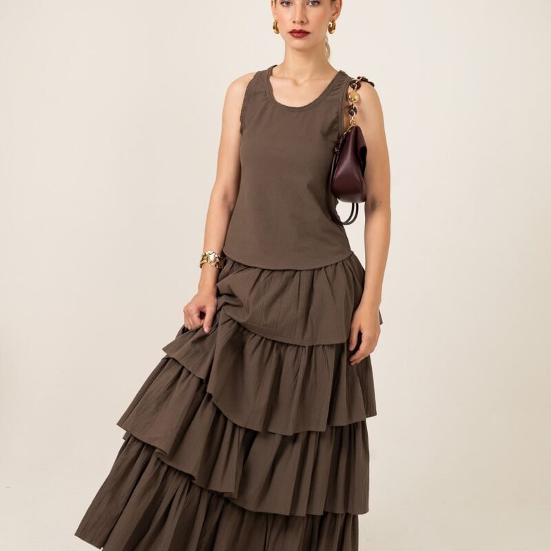 Drift Tiered Cotton Skirt and Top Set