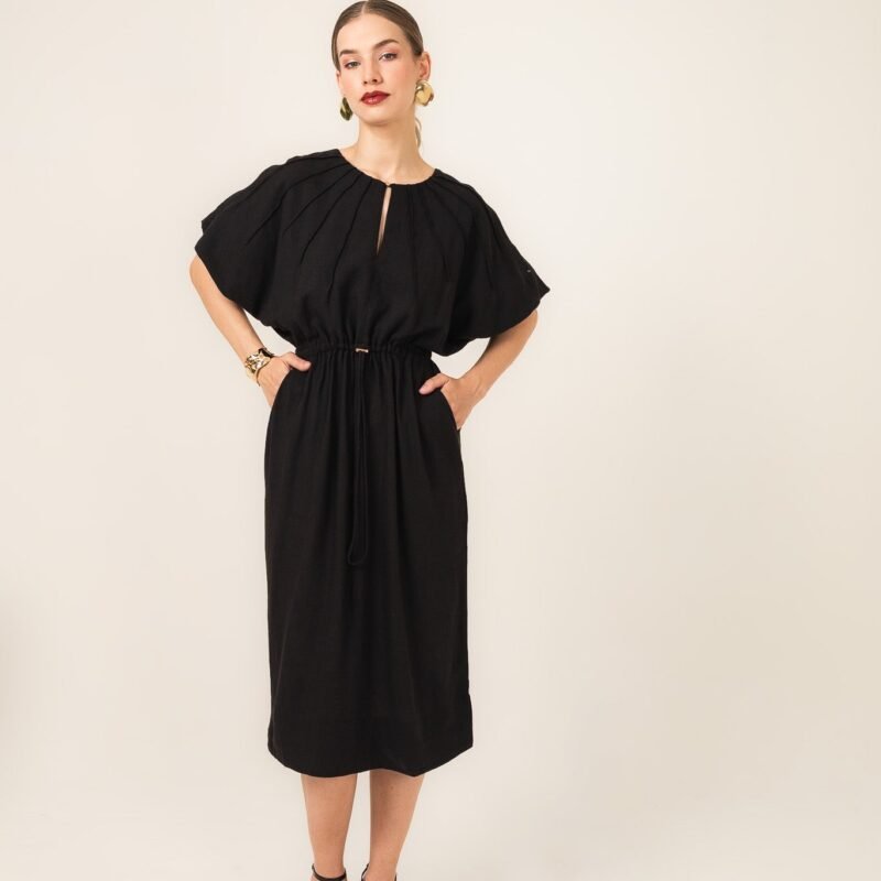 After Dark Linen Midi Dress
